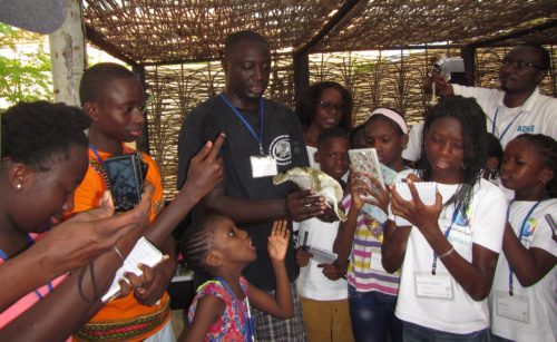 Tomas explaining softshell turtle ecology at the Rhodin center - Senegal